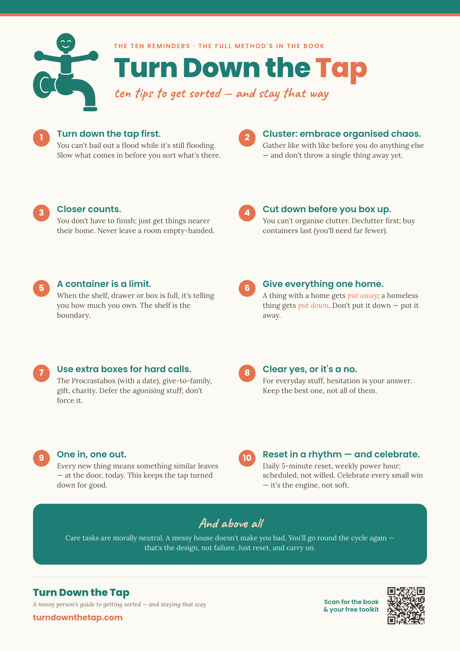 Preview of the one-page Turn Down the Tap cheat sheet